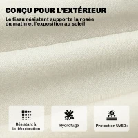 Outsunny Coussin Bain de Soleil Chaise Longue en Mousse à Mémoire avec Sangles, Protection UV50+, 198x65x13cm, Beige(m-6)