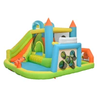 Château gonflable parc aquatique pour enfants, avec toboggan et pataugeoire, pour 3–10 ans, 360x320x200 cm, Multicolore(m-7)