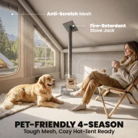 Outsunny Opblaasbare Tent 5-8 Personen Snelle Opzet 8000 mm Waterdicht & Winddicht met Luchtpomp Kachelaansluiting Dakraam(m-7)