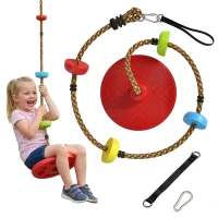 AIYAPLAY Corda Arrampicata Bambini con Pedane e Seduta a Disco, in HDPE e PE, Ø30x4 cm, Rosso(m-10)