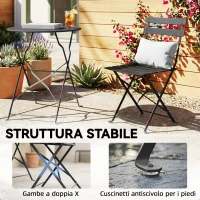 Outsunny Set bistrot extérieur, mobilier de jardin pliable avec table et 2 chaises, noir.(m-4)