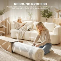 HOMCOM Sofa 3-osobowa, 260 cm sofa chenille z szerokim siedziskiem, sprężyny kieszeniowe, pianka o wysokiej gęstości, 3 poduszki, kremowa biel(m-7)