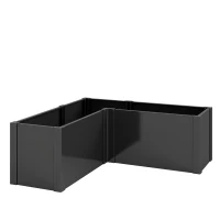 Outsunny Pat înălțat în formă de L pentru flori, rezistent la intemperii, pat de plantare/seră timpurie din oțel zincat 150 x 150 x 55 cm Negru(m-1)