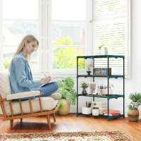 Outsunny Soporte para Plantas de 4 Niveles Estantería para Plantas de Acero Estantes de Rejilla 67x49x105 cm Verde Oscuro(m-7)