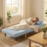 HOMCOM 3-in-1 Klappsessel Schlafsessel 1-Sitzer Rückenlehne 5 Positionen Stoff mit Kissen, grau(m-5)