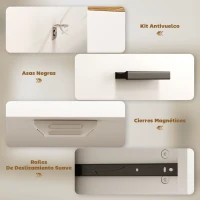 HOMCOM Aparador de Salón con 2 Puertas 2 Cajones y Estantes Ajustables para Cocina Entrada Dormitorio 68,6x35x90,3 cm Blanco(m-6)