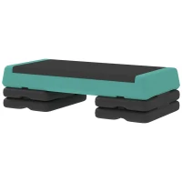 SPORTNOW Step para Fitness Antideslizante Altura Regulável 3 Níveis de 10,5/15,5/20,5 cm Capacidade 250 kg 77x36x20,5 cm Verde e Preto(m-11)