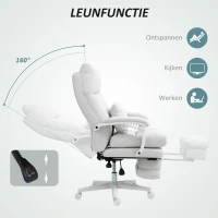 HOMCOM Draaistoel, Linnenlook, Hoogteverstelbaar, 160 Graden Kantelbaar, Voetsteun, Crèmewit(m-7)