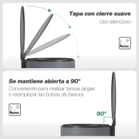 HOMCOM Cubo de Basura Cocina 30L con Pedal Tapa de Cierre Suave y Cubo Extraíble para Dormitorio Oficina Estudio Salón Gris(m-5)