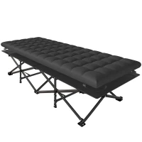 Outsunny Lettino campeggio pieghevole fino 200 kg con sacca, 200x80x40 cm, Nero(m-1)