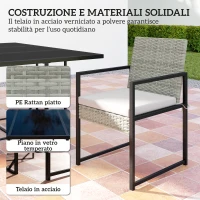 Outsunny Set Pranzo Patio 11 Pezzi, Mobili Esterno Con 6 Poltrone, 4 Pouf, Grigio(m-7)