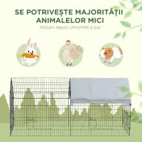 PawHut Cușcă pentru Iepuri de Exterior și Interior cu Acoperiș, 220x85x103cm, Argintiu(m-6)