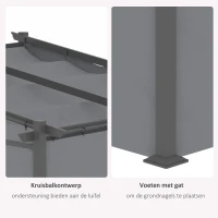 Outsunny paviljoen 3x3 met zonnekap en zijpanelen voor barbecue party, Donkergrijs(m-4)