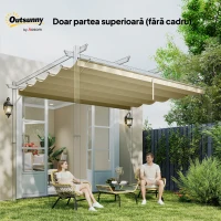 Outsunny Acoperiș de Înlocuire pentru Pergola Gazebo cu 10 Găuri de Drenaj, Husă Pergolă din Poliester Respirabil, 250x255 cm, pentru Pergola de Grădină 3x3m, Bej(m-7)