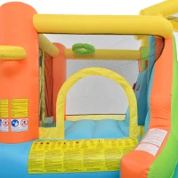 Château gonflable pour enfants avec parc aquatique, toboggan, pataugeoire, cuisine de jeu et jeu d'anneaux, 360x350x210 cm, Multicolore(m-10)