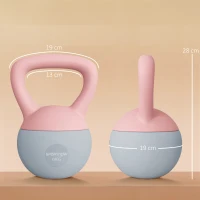 SPORTNOW Pesa Rusa 6 kg Kettlebell Relleno de Arena Metálica y Mango Antideslizante para Entrenamiento en Casa 19x19x28 cm Rosa(m-3)
