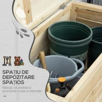 Outsunny Ladă de Exterior de 155L din Lemn cu Capac din Metal și 2 Amortizoare, 110x50x50 cm, culoare Lemn(m-4)