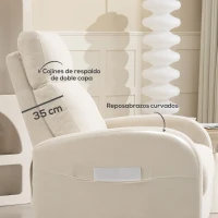 HOMCOM Sillón Relax Reclinable Tapizado en Lino Sintético con Reposapiés y Bolsillos Laterales Carga 135 kg Crema(m-6)