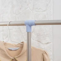 HOMCOM Tendedero Extensible con Ruedas con Barra de Acero Inoxidable y Estante para Zapatos 159x42x168 cm Azul y Plata(m-9)