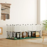 PawHut Pet Playpen with Waterproof Mat, DIY Small Animal Enclosure 34 Panels, Indoor/Outdoor Metal Pet Fence for Guinea Pigs(m-2)