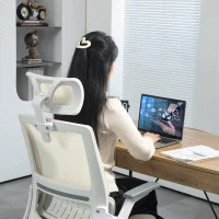 Vinsetto Chaise de bureau, réglable en hauteur, 1 appuie-tête, 60 x 61 x 121,5 cm beige(m-5)