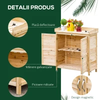 Outsunny Dulap Exterior cu 2 Rafturi din Lemn de Brad, Design Înălțat și 2 Uși, 83x40x92 cm(m-6)