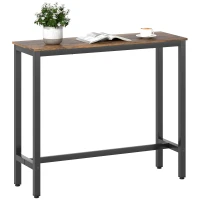 HOMCOM Rectangular Bar Table, Wood Effect Pub Coffee Table for Small Space, Breakfast Dining, Kitchen, Industrial, Rustic Brown(m-10)