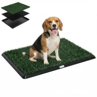 PawHut Tapis Herbe Lavable pour Chiens avec Gazon Artificiel et Bac pour Usage Intérieur et Extérieur 76 x 50,5 cm(m-6)