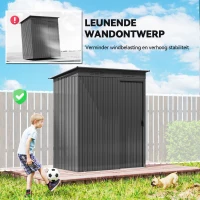 Outsunny Metalen tuinhuis 1,37 m², tuinschuur met moeiteloze montage schuindak schuifdeur ventilatie handschoenen(m-6)