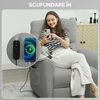 HOMCOM Fotoliu Reclinabil cu Încălzire, 8 Puncte de Masaj și 5 Moduri, din Tessuto Cinilă, Gri Închis(m-9)