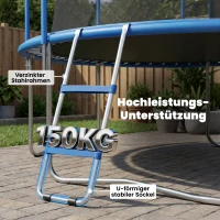 SPORTNOW Trampolinleiter 32/63 cm 2 Stufen Einstiegsleiter Trampolin-Leiter bis 150 kg mit verzinktem Stahlrahmen Blau(m-4)