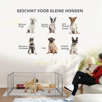 PawHut Huisdierenren, Hondenhek, Huisdierenspeelplaats, Flexibel Aanpasbaar, Roestvrij Staal(m-4)