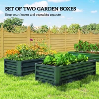 Outsunny Set of Two 110 x 65cm Steel Planter Boxes - Green(m-4)
