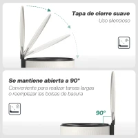 HOMCOM Cubo de Basura Cocina 30L con Pedal Tapa de Cierre Suave y Cubo Extraíble para Dormitorio Oficina Estudio Salón Crema(m-5)