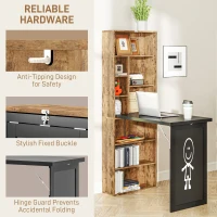 HOMCOM Fold-out Convertible Writing Desk Wall Mount Cabinet with Blackboard and Side Shelf Multi-Function Home Office Workstation, Rustic Brown(m-7)