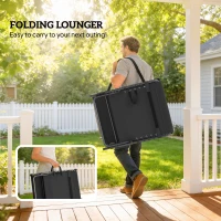 Outsunny Five-Position Reclining Sun Loungers Set of 2 - Black(m-7)