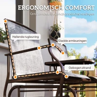 Outsunny Metaal tuinbank schommelstoel tuinstoel 2-zits met tafel schommel bruin(m-4)