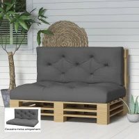 Outsunny Ensemble de 2 coussins pour canapé palette 2 places dim. 120L x 80l x 12H cm Polyester gris(m-10)