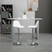 HOMCOM Lot de 2 tabourets de bar chaise haute cuisine avec dossier et repose-pieds, hauteur réglable, 41x42x82-104cm, blanc(m-10)