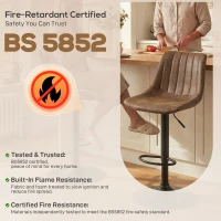 HOMCOM Adjustable Bar Stools Set of 2 Counter Height Barstools Dining Chairs 360° Swivel with Footrest for Home Pub, Brown(m-8)