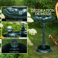 Outsunny Bain d'oiseaux abreuvoir antique 81 cm avec base de jardinière, mangeoire et bassin à oiseaux sur pied, bronze vert(m-5)