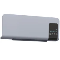 HOMCOM Calefactor Eléctrico de Pared 1000W/2000W Estufa con Pantalla LED y Mando a Distancia 54,5x12x21,5 cm Gris(m-10)