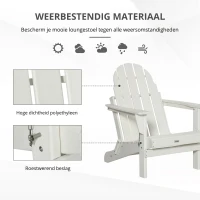 Outsunny Adirondack tuinstoel opvouwbare tuinfauteuil tuinmeubelen balkonstoel wit 75 x 85 x 93 cm(m-6)