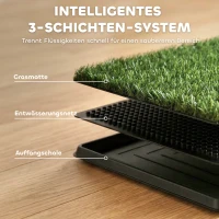 PawHut Hundetoilette 63 x 50,5 cm Hundeklo mit 2 Kunstrasen waschbar Welpentoilette für Hunde für Balkon Zuhause Schwarz+Grün(m-5)