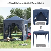 Outsunny 2 x 2 m Garden Pop Up Gazebo, Wedding Party Tent Marquee, Water Resistant Awning Canopy with Sidewalls, Windows, Carry Bag, Blue(m-5)