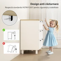 HOMCOM Comodă Modernă cu 6 Sertare din PAL, Lemn de Pin și MDF, 120x38x71 cm, Alb și Efect Lemn(m-5)