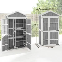 Outsunny Armário de Jardim Abrigo de Jardim Impermeável com Telhado Metálico Duas Portas para Ferramentas de Jardinagem 105x55x179 cm Cinza(m-3)