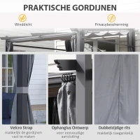 Outsunny paviljoen 3x3 met zonnekap en zijpanelen voor barbecue party, Donkergrijs(m-5)