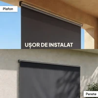 Outsunny Jaluzea Rulou Opacă pentru Exterior, 240x160 cm, Gri Închis(m-6)