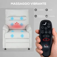 HOMCOM Poltrona Reclinabile con Poggiapiedi, Riscaldamento, 8 Punti Massaggio e 5 Modalità, Tessuto Vellutato, Grigio(m-7)
